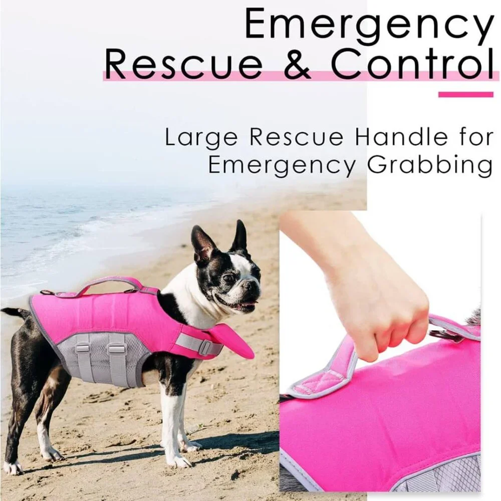 ThinkPet Dog Life Jacket, Reflective Lifesaver with Rescue Handle, RED XXL